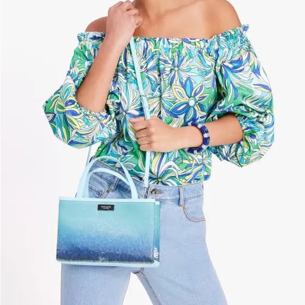 Kate Spade ♠️ Sam Icon Ombré Sequin Small Tote, Perfect Pool - Handbags & Purses